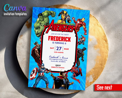 Avengers Marvel Superhero  customizable invitation template | Share or Print | boy | JN399