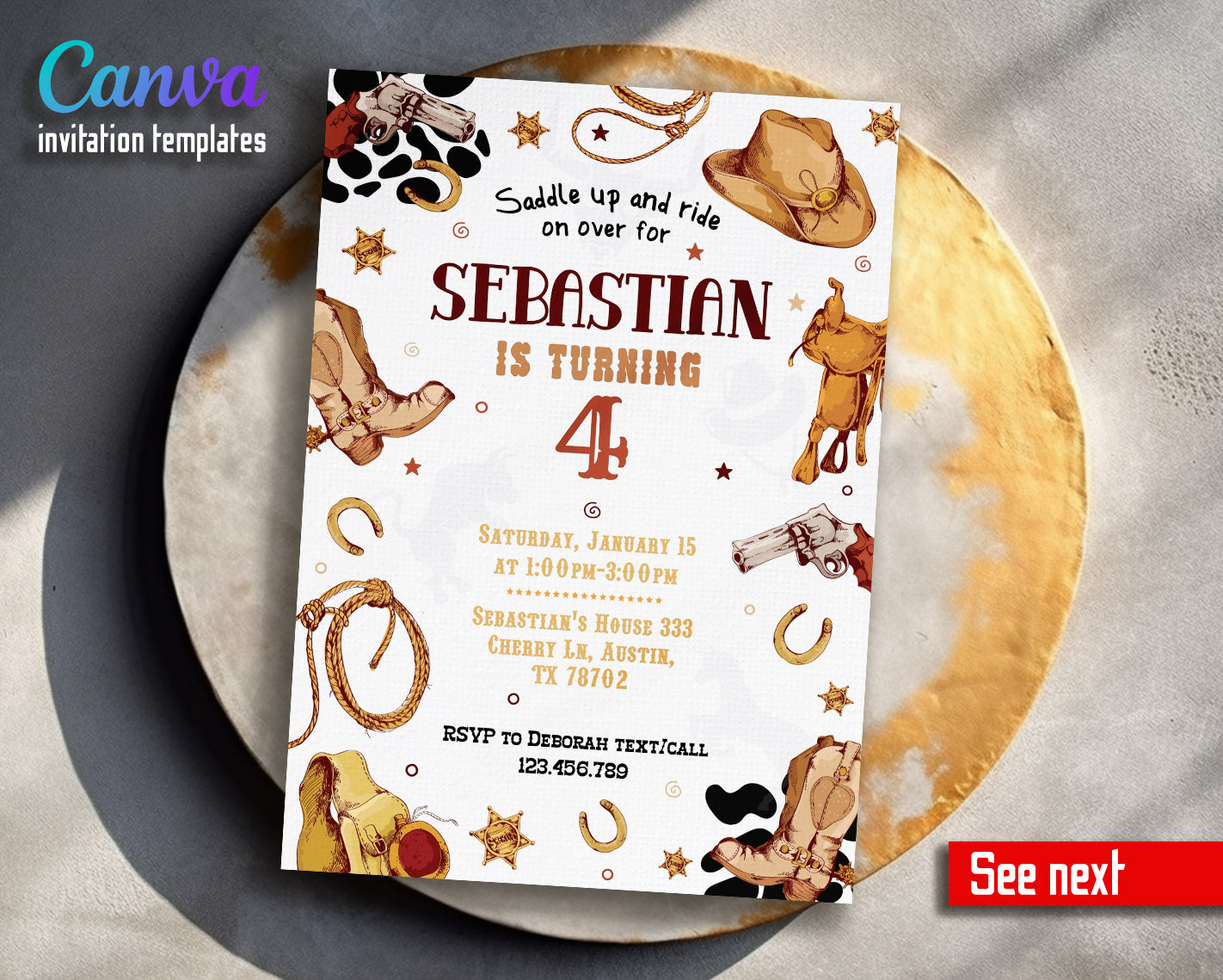 Cowboy Rodeo customizable invitation template | Share or Print | boy | AY562