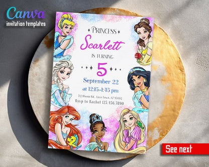 Disney Princess  customizable invitation template | Share or Print | girl | KS994