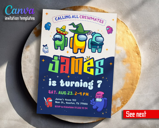 Among Us Gamer customizable invitation template | Share or Print |  | KY178