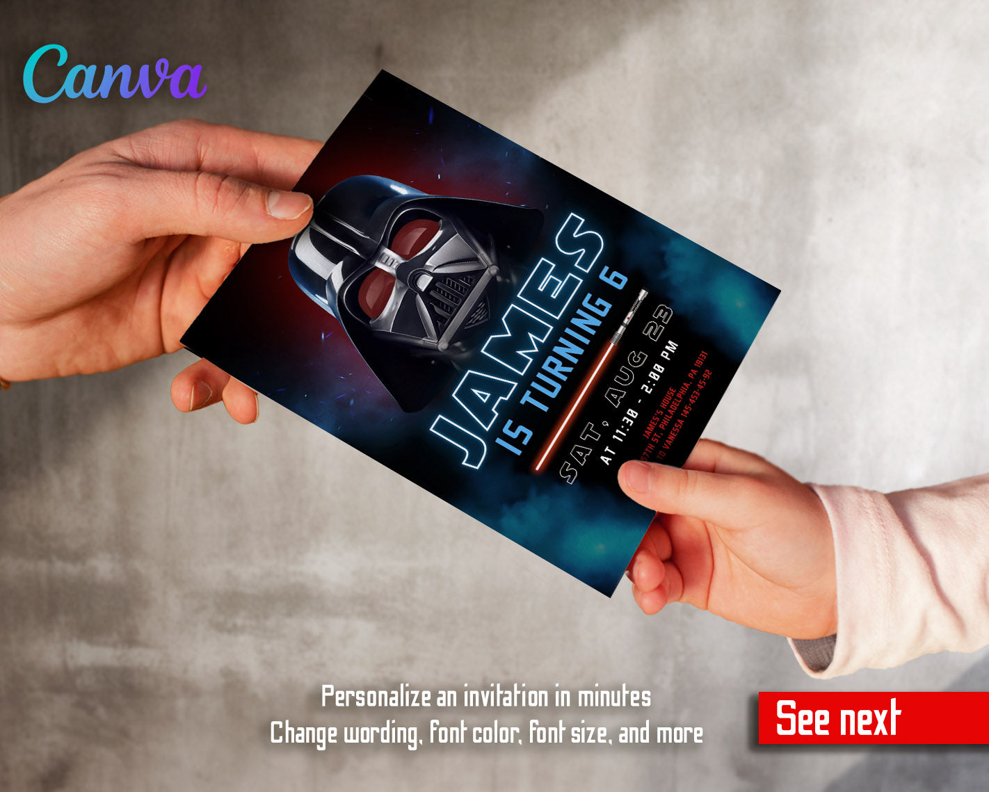 Star Wars Darth Vader  customizable invitation template | Share or Print | boy | MC101