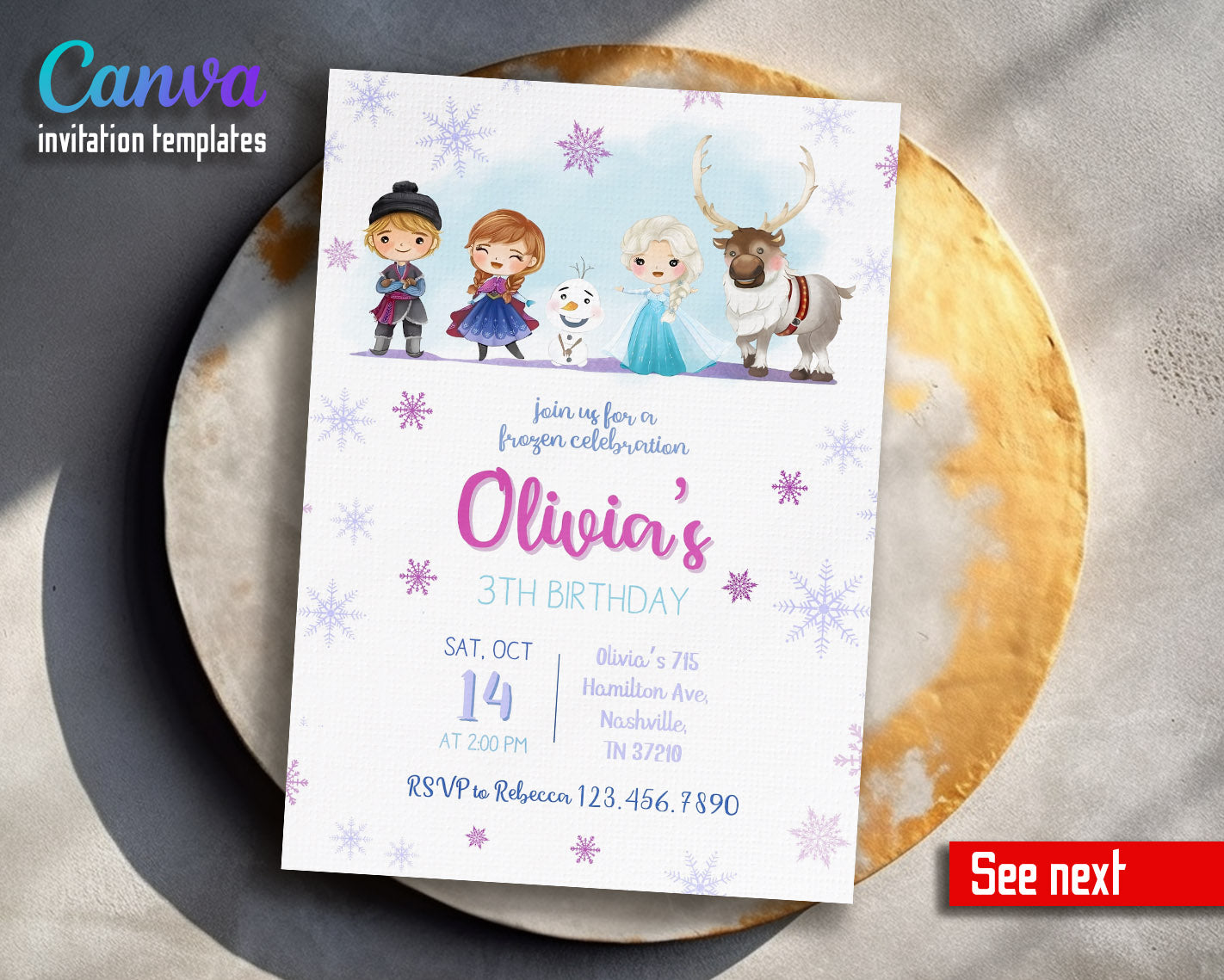 Frozen Elsa  customizable invitation template | Share or Print | girl | OT853