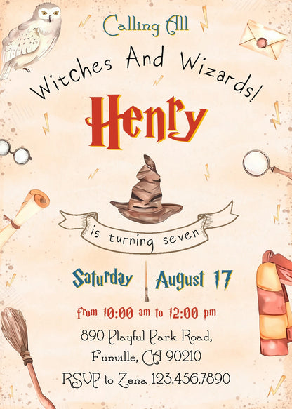 Harry Potter  customizable invitation template | Share or Print |  | WC492