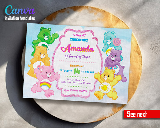 Care Bears  customizable invitation template | Share or Print |  | SN216