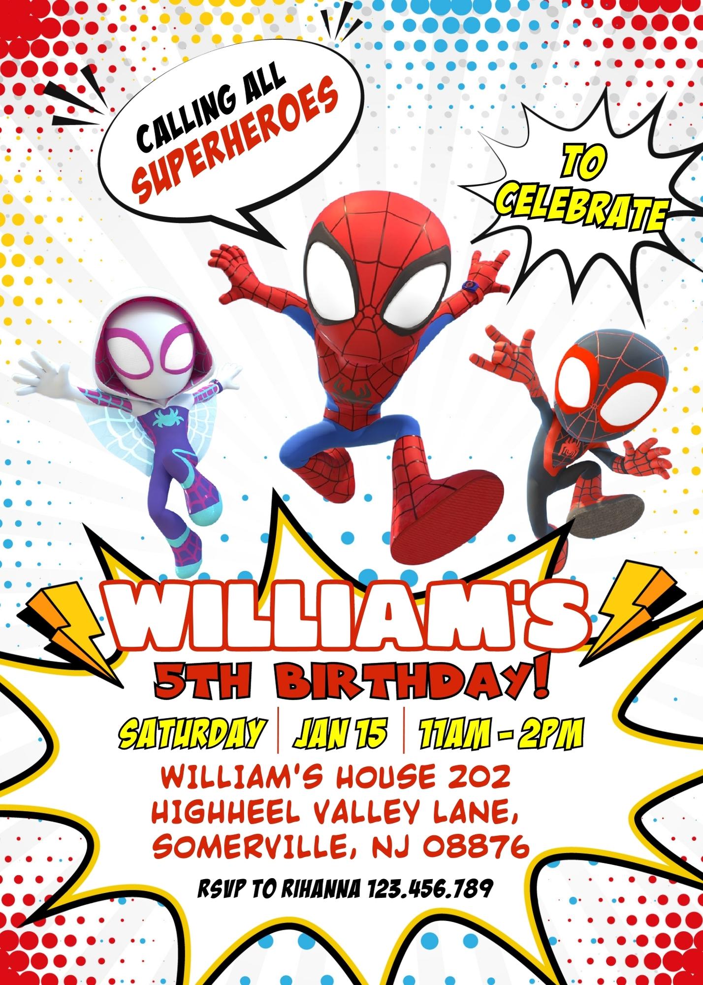 Spidey Friends, Spiderman customizable invite template | instant download | Share or Print | OL174