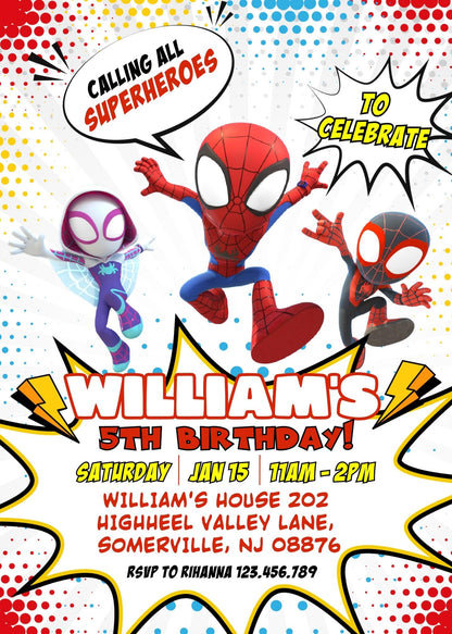 Spidey Friends, Spiderman customizable invite template | instant download | Share or Print | OL174