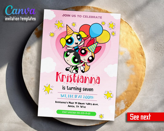 The Powerpuff Girls customizable invitation template | Share or Print | girl | RR007