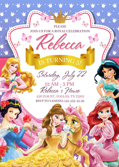 Princess Disney customizable invite template girl | instant download | Share or Print | KY843