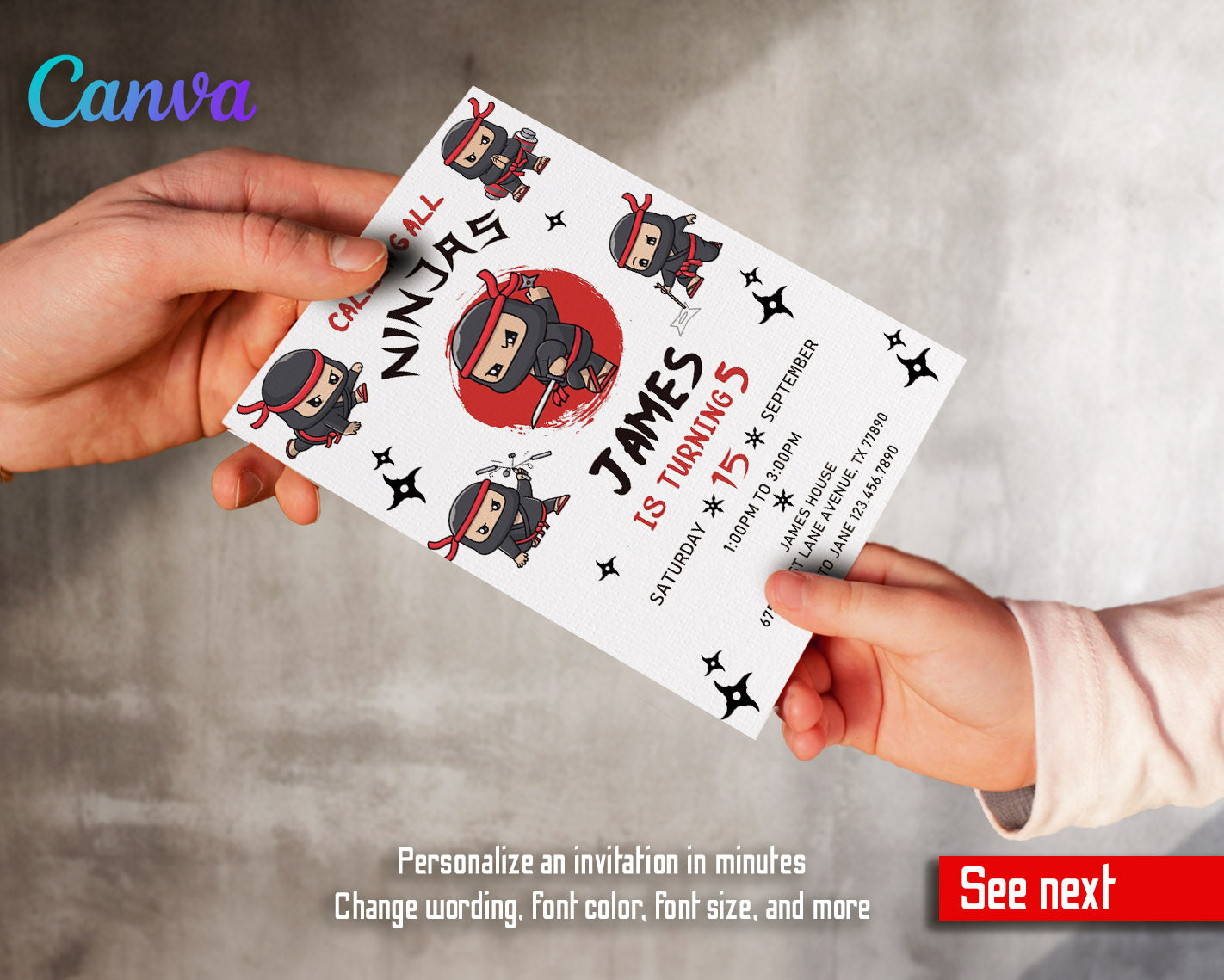 Ninja Kidz TV customizable invitation template | Share or Print |  | CF147