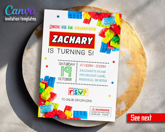 Lego customizable invitation template | Share or Print |  | PV651