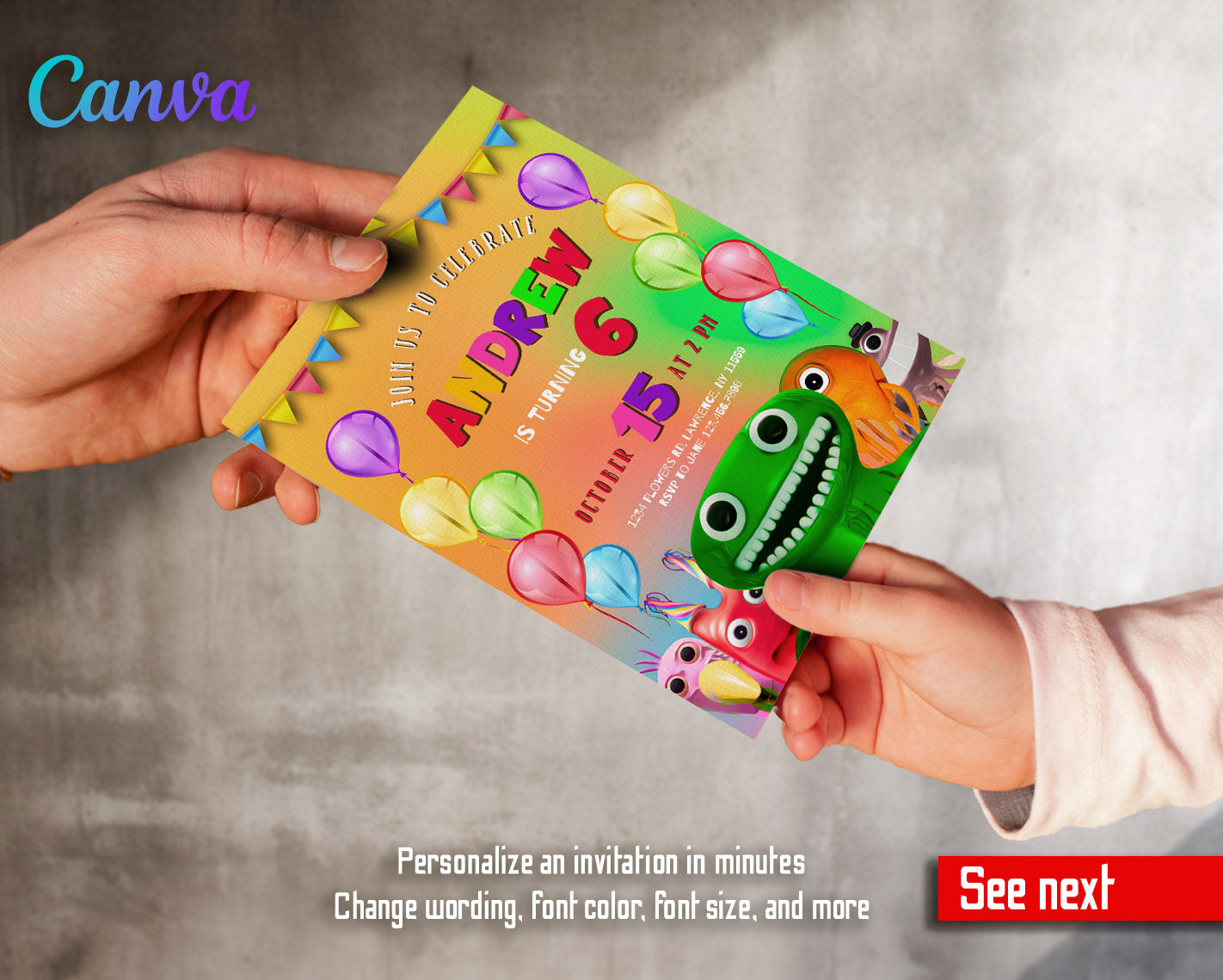 Garten of Banban Gamer customizable invitation template | Share or Print |  | ZZ649