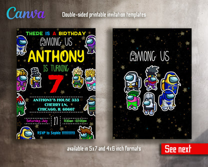 Among Us Gamer customizable invitation template | Share or Print |  | KB988