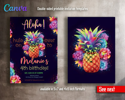 Aloha Luau Party customizable invitation template | Share or Print | girl | GX654