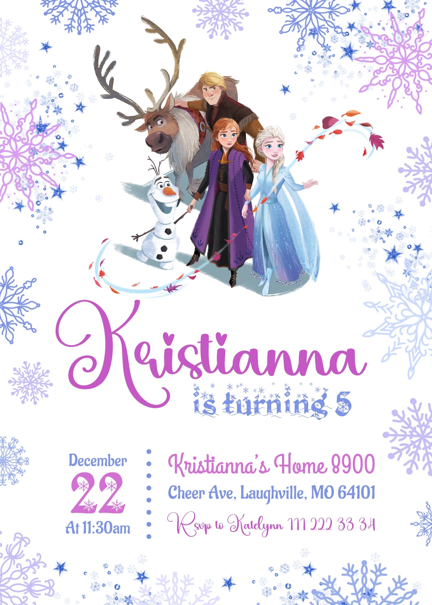 Frozen Elsa  customizable invitation template | Share or Print | girl | XC117