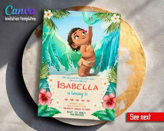 Moana Princess  customizable invitation template | Share or Print | girl | OE250