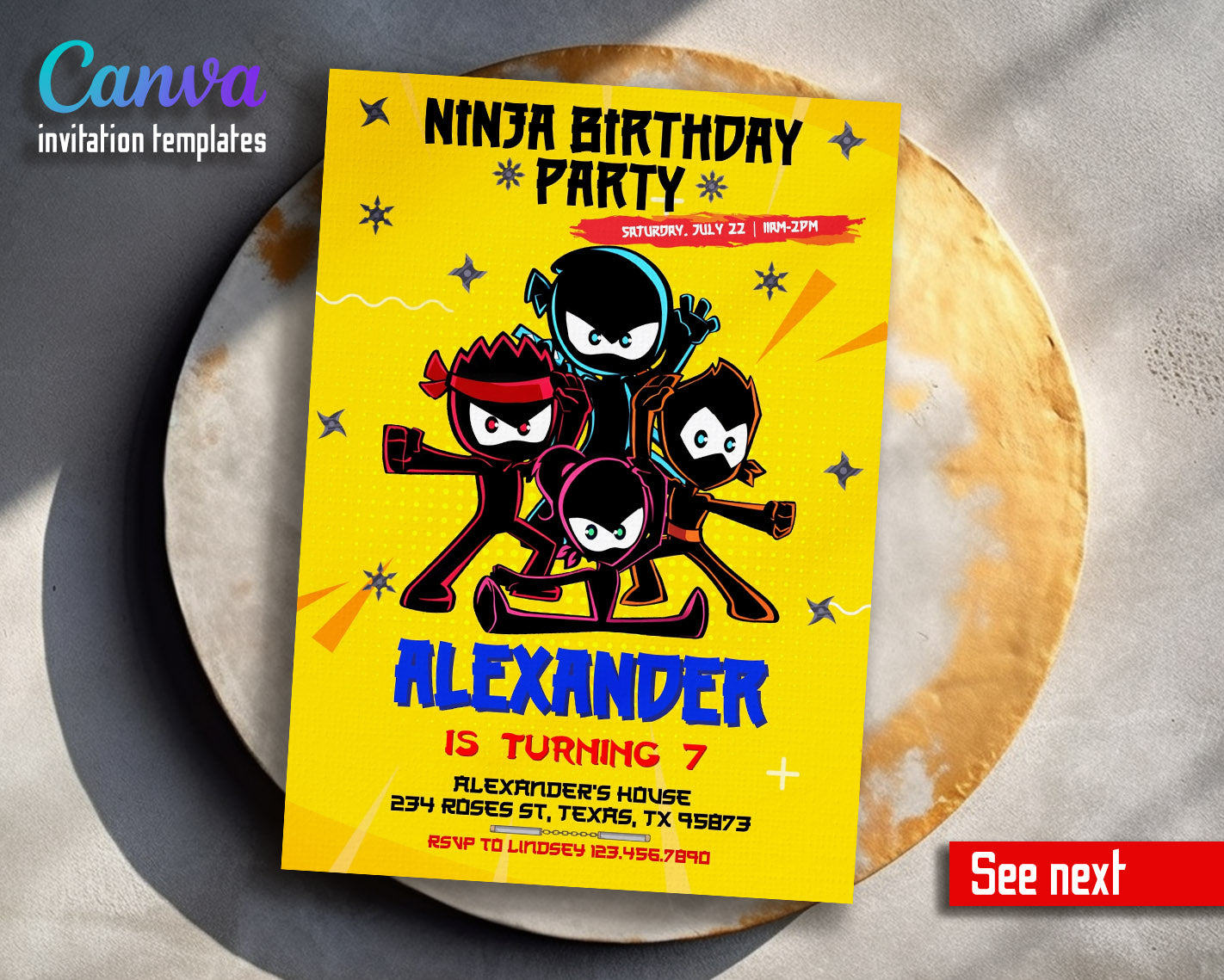 Ninja Kidz TV customizable invitation template | Share or Print |  | LM081