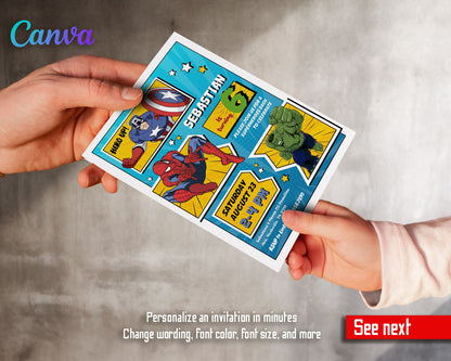 Avengers Marvel Superhero  customizable invitation template | Share or Print | boy | RK258