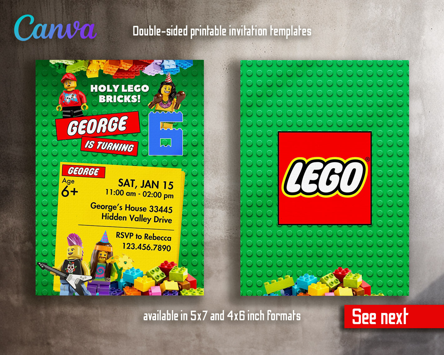 Lego Minifigures  customizable invitation template | Share or Print |  | TD604