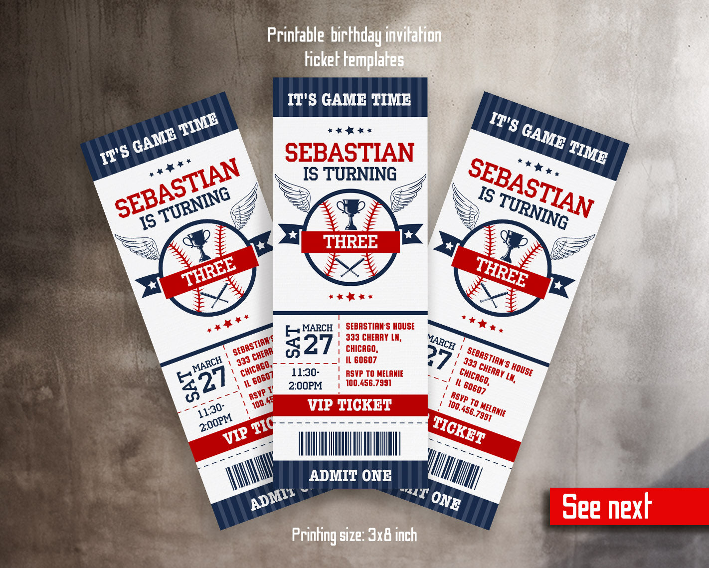 Baseball MLB Sport customizable invitation template | Share or Print | boy | QO712