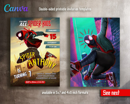 Spider Man Across the Spider-Verse customizable invitation template | Share or Print | boy | PU742