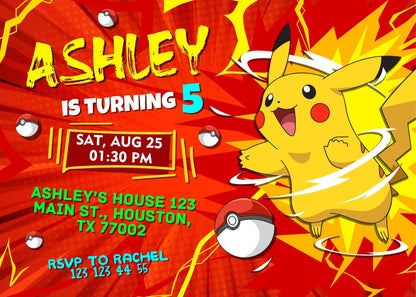 Pokemon customizable invite template | instant download | Share or Print | DK376