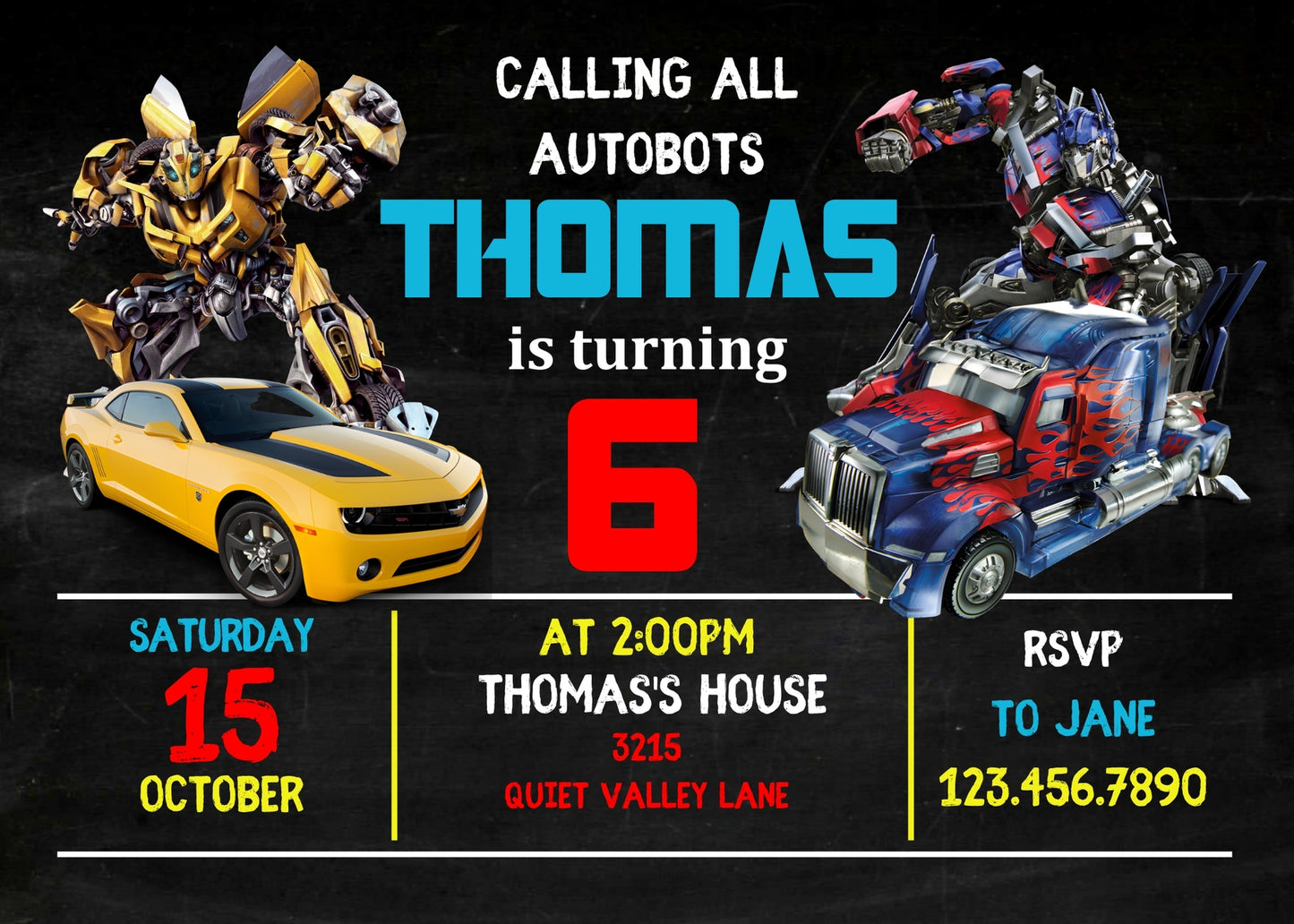 Transformers Rescue Bots customizable invitation template | Share or Print | boy | ST169