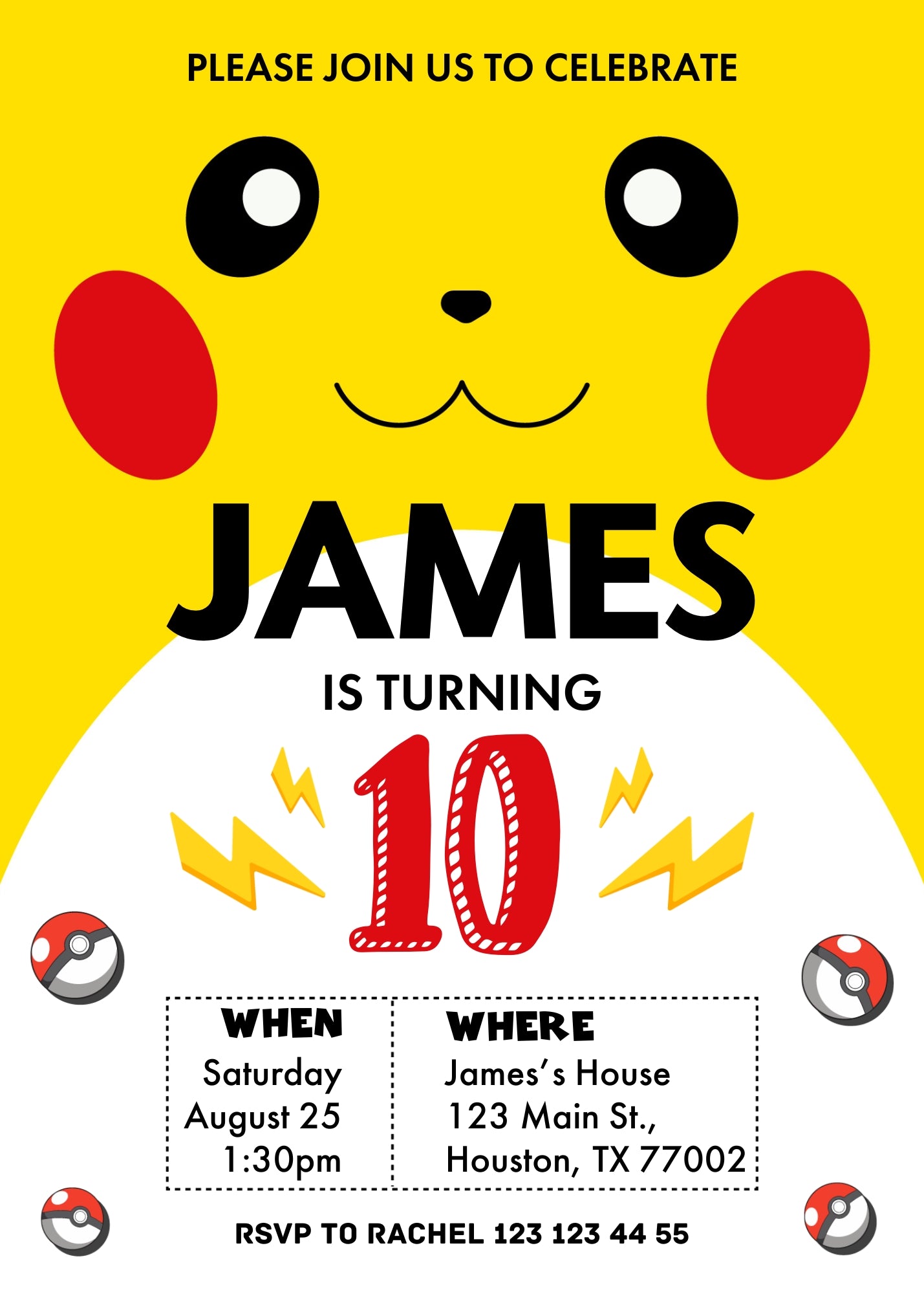 Pokemon customizable invite template | instant download | Share or Print | JB999