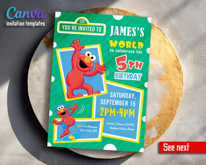 Sesame Street Elmo customizable invitation template | Share or Print |  | GJ706