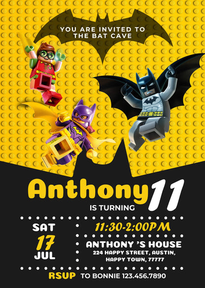 Lego customizable invite template boy | instant download | Share or Print | CZ156