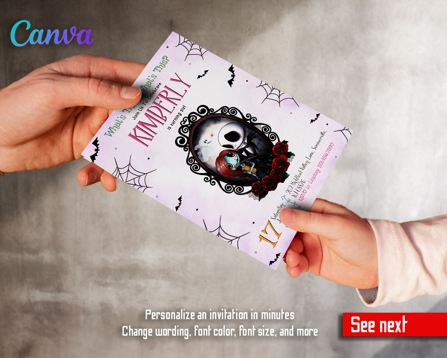 The Nightmare Before Christmas Halloween customizable invitation template | Share or Print |  | LM877