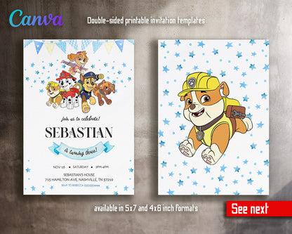 PAW Patrol customizable invitation template | Share or Print | | YC280