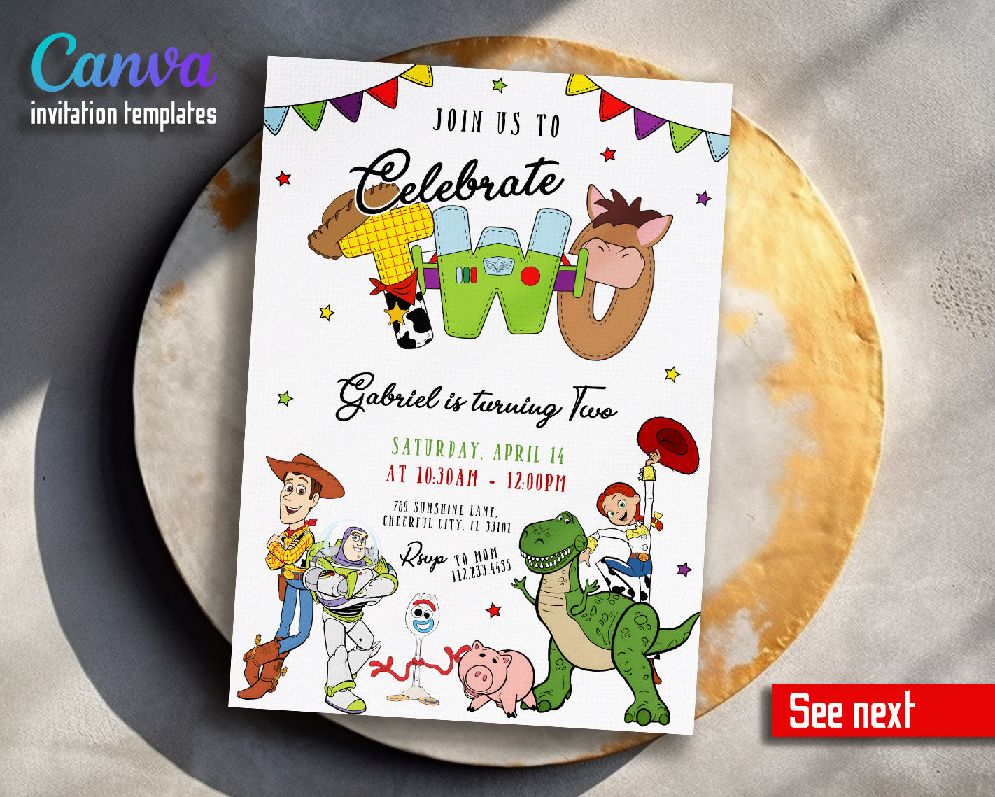 Toy Story Woody  customizable invitation template | Share or Print |  | SA437