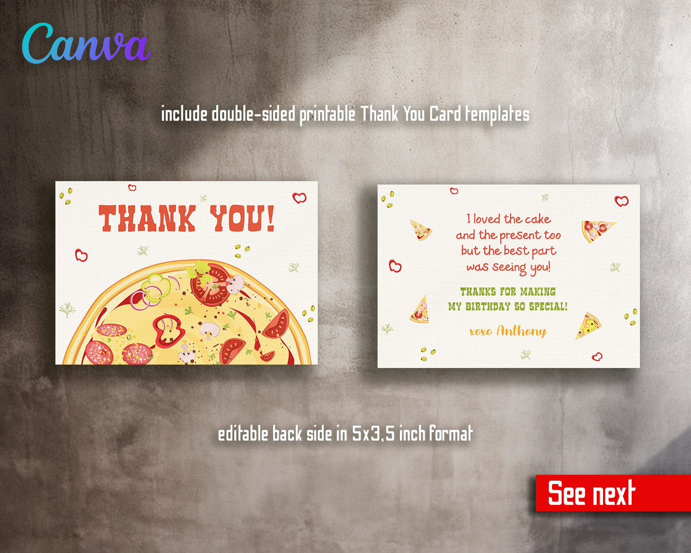 Pizza Party customizable invitation template | Share or Print |  | EX115