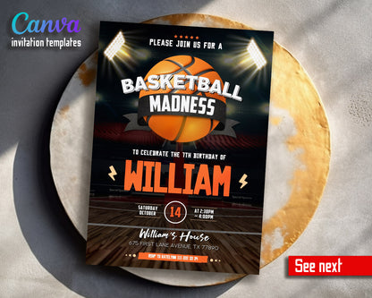 Basketball NBA Slam Dunk  customizable invitation template | Share or Print | boy | WK870