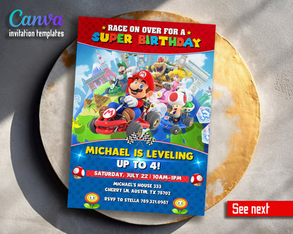 Mario Kart Gamer customizable invitation template | Share or Print | boy | JM944