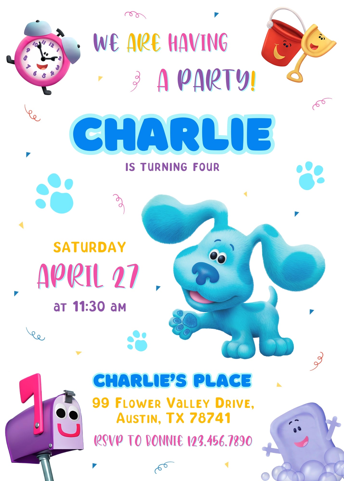 Blue's Clues Puppy customizable invitation template | Share or Print |  | BW531