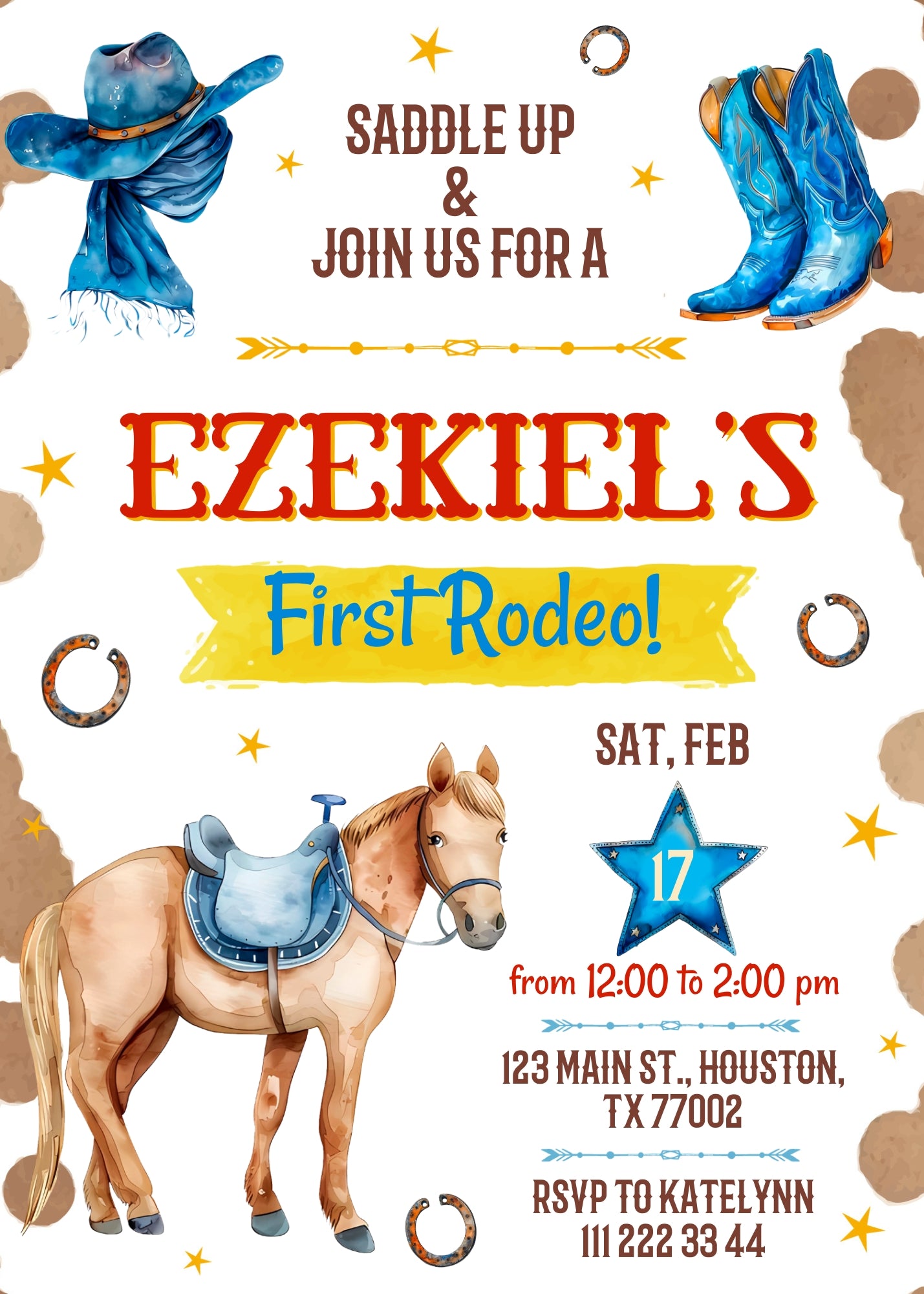 Cowboy Rodeo customizable invitation template | Share or Print | boy | MB320