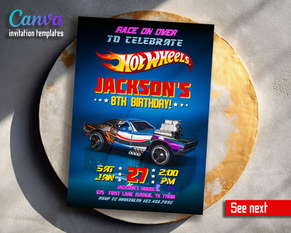 Hot Wheels Racing  customizable invitation template | Share or Print | boy | IM402