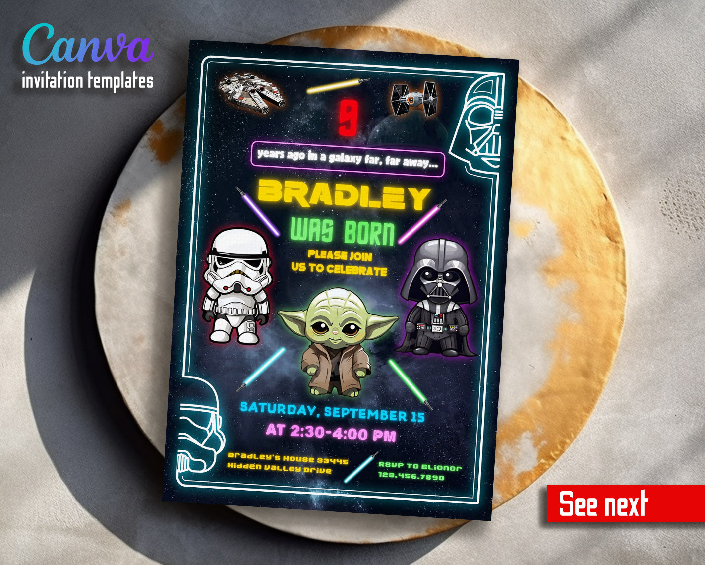 Star Wars Darth Vader  customizable invitation template | Share or Print | boy | NV592