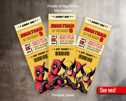 Deadpool Wolverine Marvel customizable invitation template | Share or Print | boy | ML750