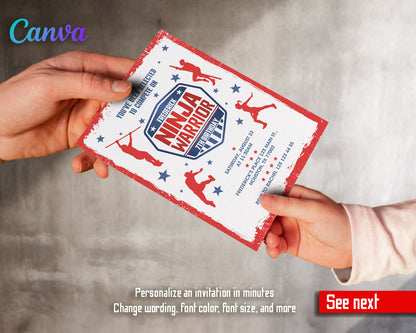 American Ninja Warrior customizable invitation template | Share or Print |  | QG715