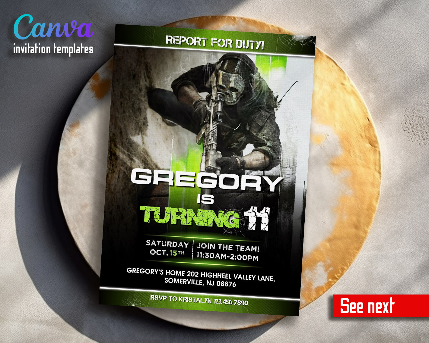 Call of Duty Gamer customizable invitation template | Share or Print | boy | PQ746