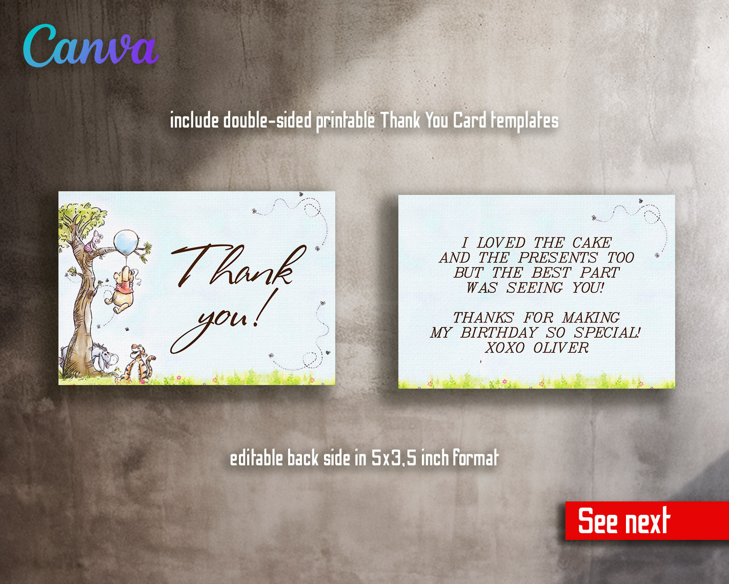 Winnie the Pooh customizable invitation template | Share or Print |  | AF105