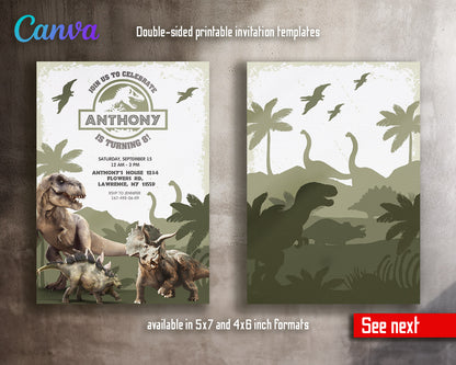 Jurassic World Dinosaur customizable invitation template | Share or Print |  | CA112