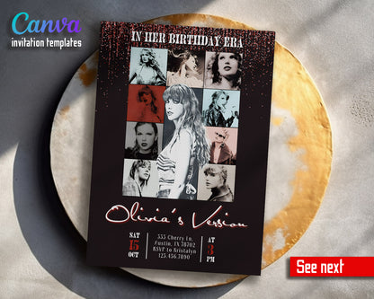 Taylor Swift Eras Tour  customizable invitation template | Share or Print | girl | KC420