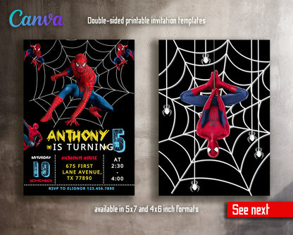 Spiderman Marvel Superhero customizable invitation template | Share or Print | boy | KA245