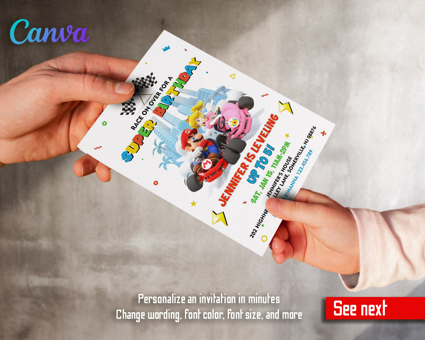 Mario Kart Gamer customizable invitation template | Share or Print | boy | RJ195