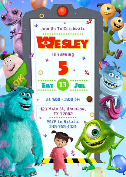 Monsters, Inc.  customizable invitation template | Share or Print |  | DJ180