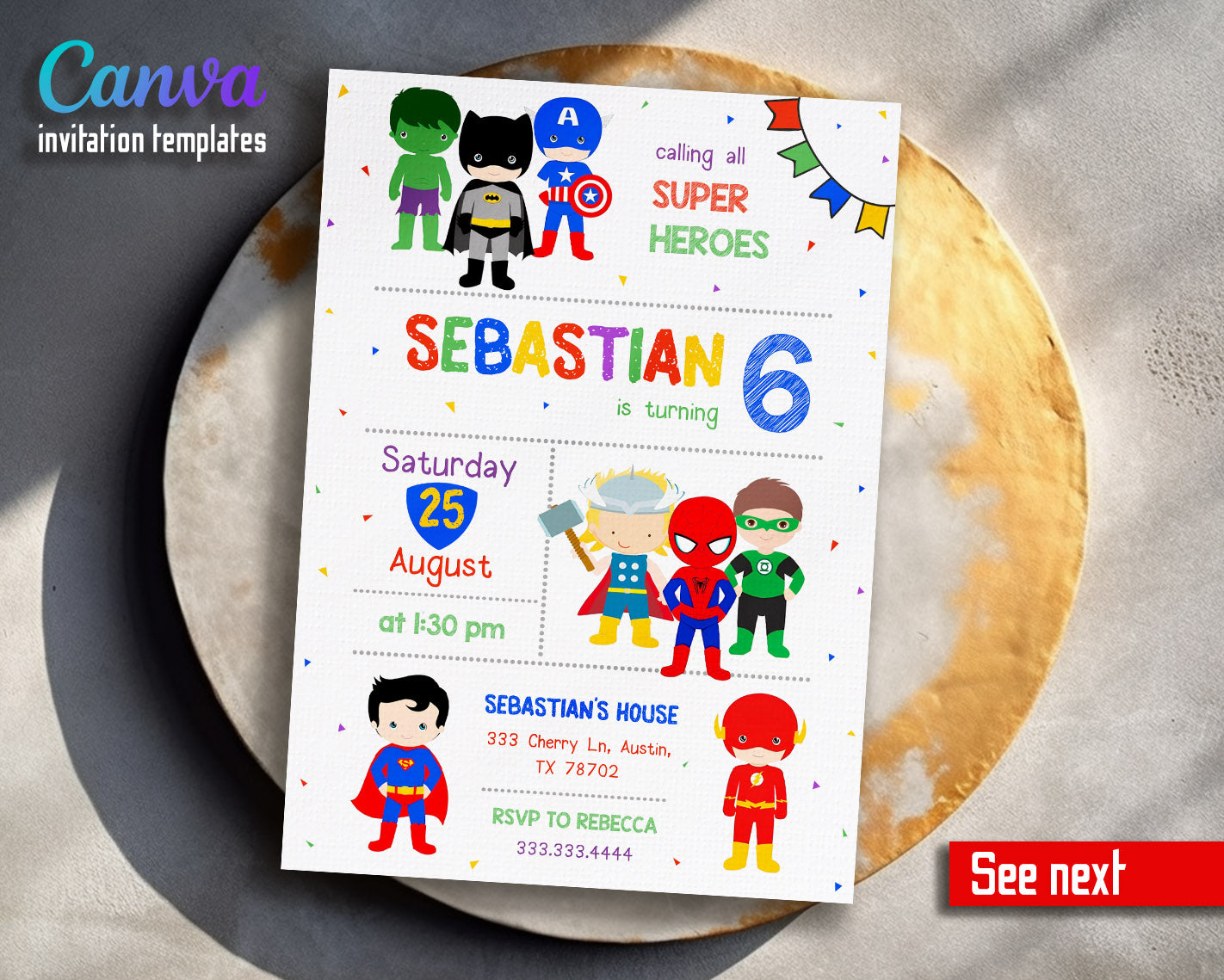 Avengers Marvel Superhero  customizable invitation template | Share or Print | boy | CA041