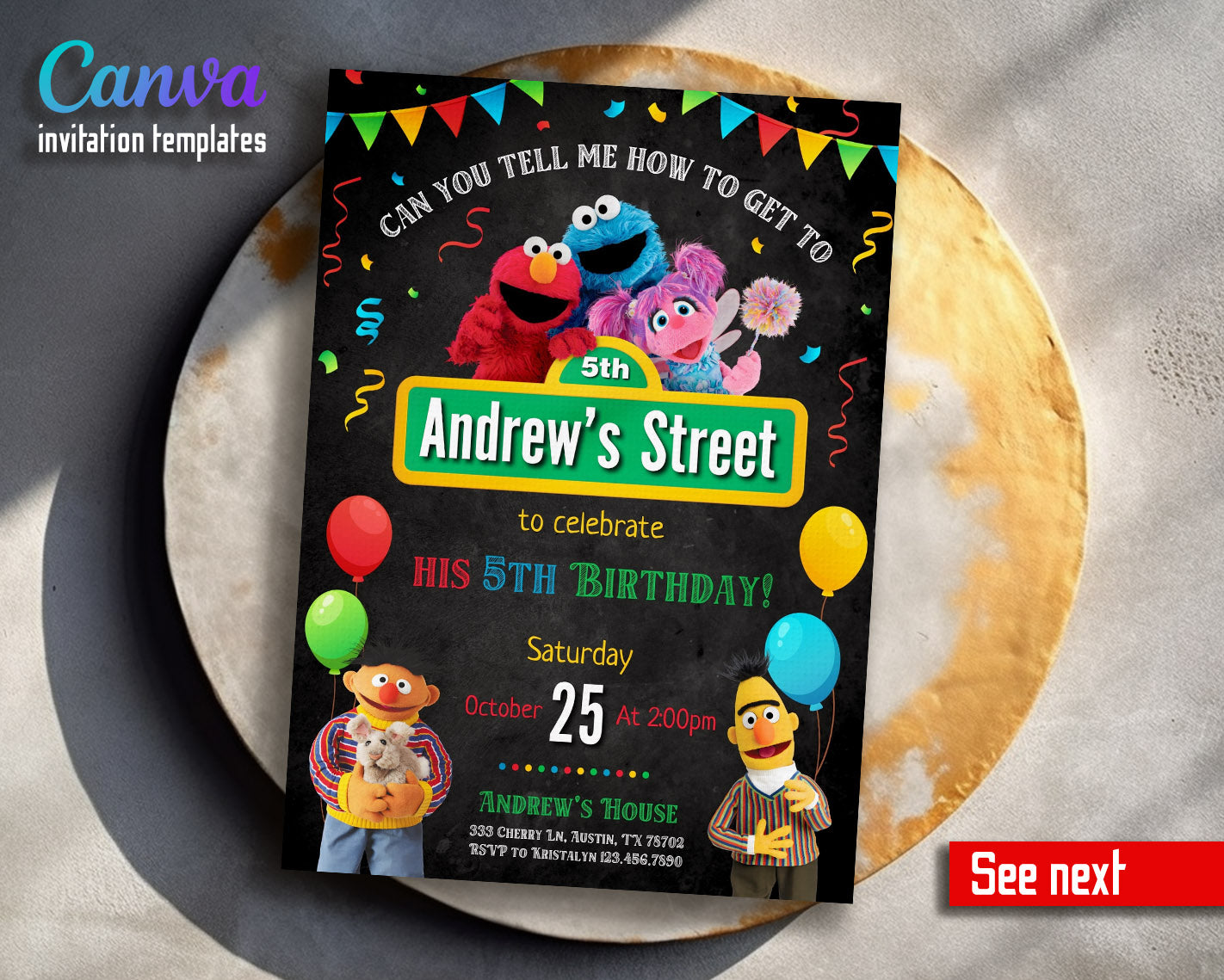 Sesame Street customizable invitation template | Share or Print |  | WB421